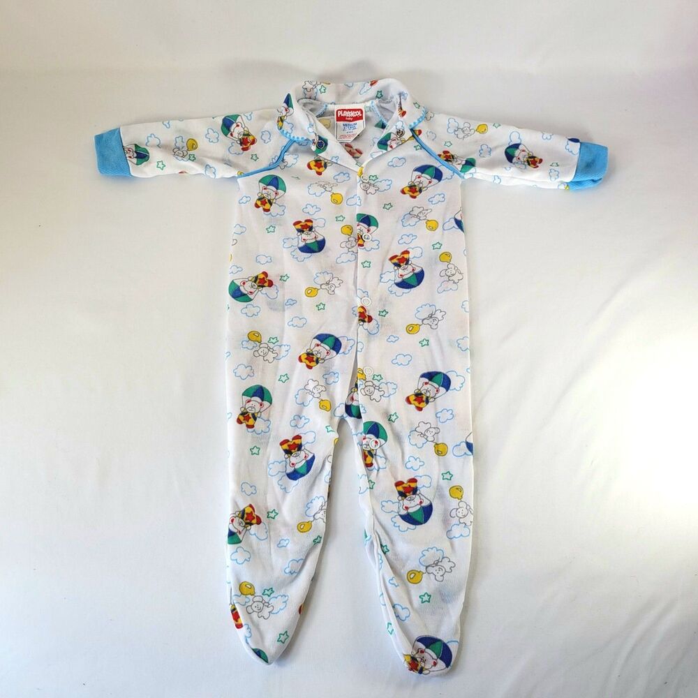 Vintage Playskool Long Sleeve Romper 3-6M One-Piece Pajamas 90s Retro Y2K Bears